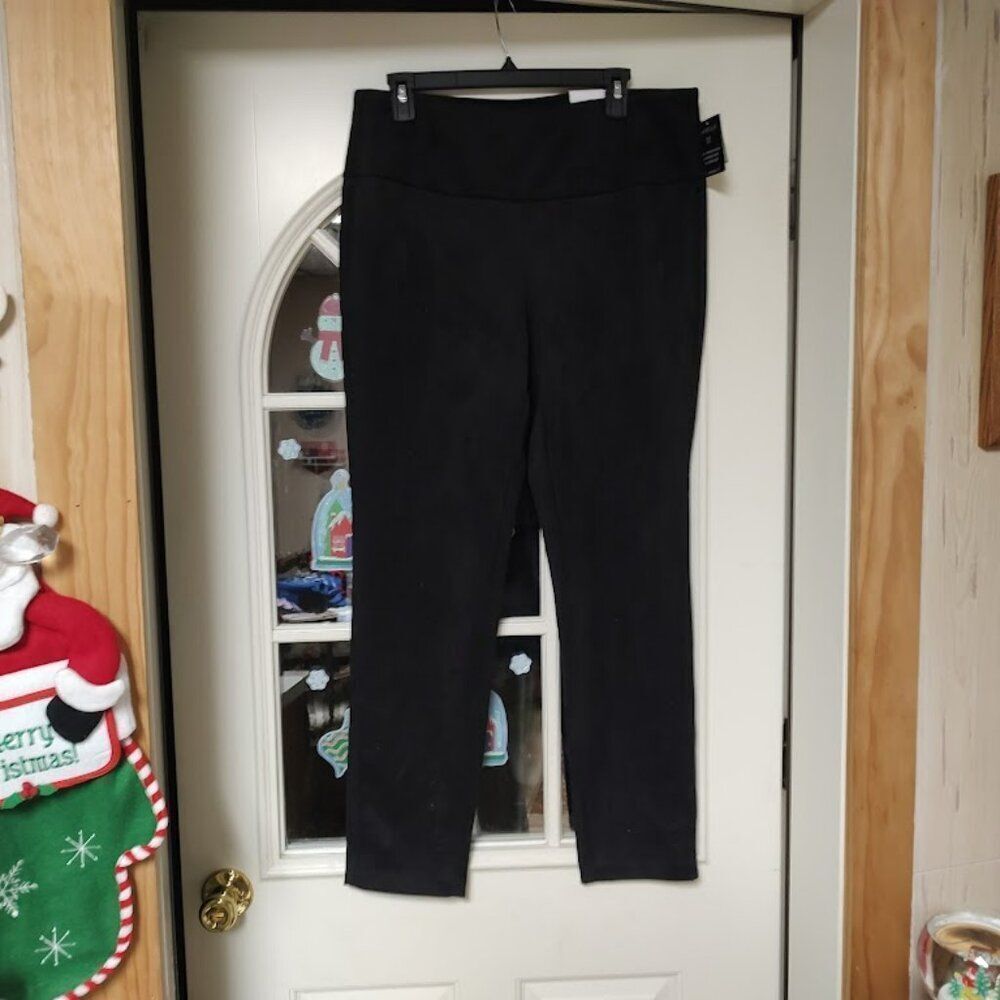 New Rafaella Black Velour Feel Slimming Fit Legging Pants Size Women's 14